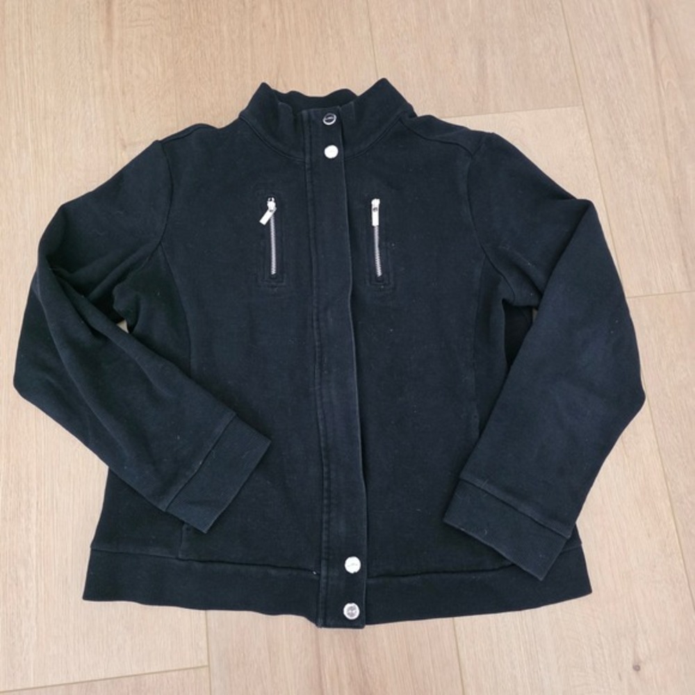 Lauren Ralph Lauren Petite Black Knit Full Zip Jacket Coat P/M